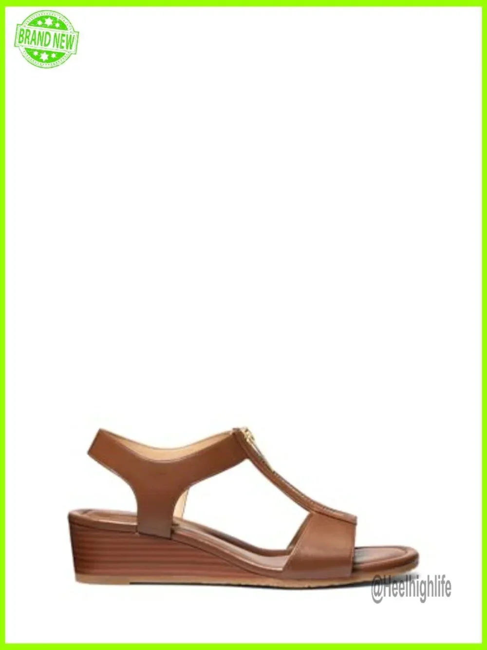 Leather Wedge Sandals with Zip Closure, True to Size Fit